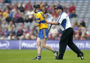 24 July 2005; Clare manager Anthony Daly has a word with full-forward Niall Gilligan. Guinness All-Ireland Senior Hurling Championship Quarter-Final, Wexford v Clare, Croke Park, Dublin. Picture credit; Brendan Moran / SPORTSFILE