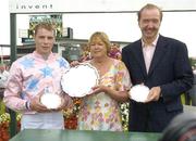 27 July 2005; Winning connections Denis O'Regan, Jockey, Kay Devlin, owner, and Dermot Weld, trainer, after Ansar won the Hewlett-Packard Galway Plate. Galway Races, Ballybrit, Co. Galway. Picture credit; Pat Murphy / SPORTSFILE