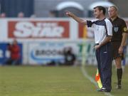 27 July 2005; Shelbourne manager Pat Fenlon issues instructions during the match. UEFA Champions League, Second Qualifying Round, First Leg, Shelbourne FC v FC Steuea Bucharest, Tolka Park, Dublin. Picture credit; Brian Lawless / SPORTSFILE