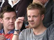 27 July 2005; Nicky Byrne of Westlife takes his seat for the second half. UEFA Champions League, Second Qualifying Round, First Leg, Shelbourne FC v FC Steuea Bucharest, Tolka Park, Dublin. Picture credit; Brian Lawless / SPORTSFILE