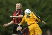 28 July 2005; Paul Keegan, Longford Town, in action against Martyn Giles, Carmarthen Town. UEFA Cup, First Qualifying Round, 2nd Leg, Carmarthen Town v Longford Town, Latham Park, Newtown, Wales. Picture credit; Matt Browne / SPORTSFILE