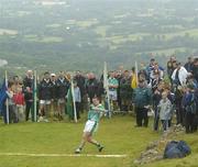 30 July 2005; David Fitzgerald representing Clare starts the M. Donnelly Poc Fada na hEireann Final. Annaverna Mountain Ravensdale, Cooley Mountains, Co. Louth. Picture credit; Damien Eagers / SPORTSFILE