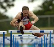 30 July 2005; Peter Coughlan, Crusaders A.C., in action during the men's 110m hurdles. Dublin International Games. Morton Stadium, Santry, Dublin. Picture credit; Pat Murphy / SPORTSFILE
