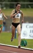 30 July 2005; Sinead Delahunty, Kilkenny City Harriers A.C., crosses the line to win the Women's 1500m at the Dublin International Games. Morton Stadium, Santry, Dublin. Picture credit; Pat Murphy / SPORTSFILE