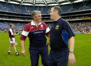 31 July 2005; Galway manager Conor Hayes with Tipperary manager Ken Hogan after the game. Guinness All-Ireland Hurling Championship, Quarter-Final, Galway v Tipperary, Croke Park, Dublin. Picture credit; Brendan Moran / SPORTSFILE