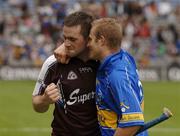 31 July 2005; David Forde and Niall Healy, Galway, celebrate victory. Guinness All-Ireland Senior Hurling Championship Quarter-Final, Galway v Tipperary, Croke Park, Dublin. Picture credit; Ray McManus / SPORTSFILE