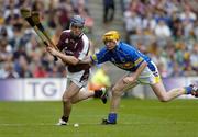 31 July 2005; David Forde, Galway, is tackled by Eamonn Corcoran, Tipperary. Guinness All-Ireland Senior Hurling Championship Quarter-Final, Galway v Tipperary, Croke Park, Dublin. Picture credit; Ray McManus / SPORTSFILE