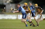 20 July 2005; Ger O'Meara, Dublin, in action against Kilkenny's Austin Murphy, left, and Eoin Reid, right. Leinster U21 Hurling Championship Final, Kilkenny v Dublin, Dr. Cullen Park, Carlow. Picture credit; Pat Murphy / SPORTSFILE