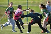 26 February 2014; Uju Ukpona, from Firhouse CS, in action against St MacDara's during the Dublin Girls Give It a Try Blitz. Templeogue United / St. Judes GAA Grounds, Dublin. Picture credit: Matt Browne / SPORTSFILE