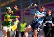 18 April 1999; Bobby McPhilips of St Caimin's in action against Michael Jacob of Enniscorthy CBS during GAA All-Ireland Post Primary Senior B Schools Hurling Paddy Drummond Cup Final match between St Caimin's, Clare and Enniscorthy CBS, Wexford at Croke Park in Dublin. Photo by Matt Browne/Sportsfile