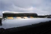 14 April 1999; A general view of the new Hogan Stand and Nally Stand as snow covers the pitch at Croke Park in Dublin. Photo by Ray McManus/Sportsfile