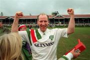 22 May 1993; Dave Barry of Cork City celebrates after the Harp Lager National League Premier Division Final play-off match between Shelbourne and Cork City at the RDS Arena in Dublin. Photo by David Maher/Sportsfile