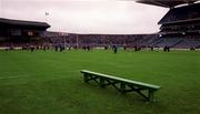 25 April 1999; The bench used for the team photographs is left empty as Dublin and armagh warm-up prior to the Church & General National Football League Division 1 Semi-Final match between Armagh and Dublin at Croke Park in Dublin. Photo by Ray McManus/Sportsfile