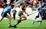 18 April 1999; Fergal Hegarty of Clare in action against Barry O'Sullivan of Dublin during the Church and General National Hurling League Division 1A match between Dublin and Clare at Parnell Park in Dublin. Photo by Damien Eagers/Sportsfile