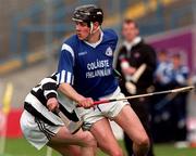 18 April 1999; Gary Farmer of St Flannan's in action against Andrew Quinn of St Kieran's during GAA All-Ireland Post Primary Senior A Schools Hurling Croke Cup Final match between St Flannan's Ennis, Clare and St Kieran's Kilkenny at Croke Park in Dublin. Photo by Matt Browne/Sportsfile