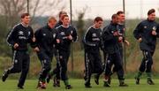 26 April 1999; Republic of Ireland players, from left, Kevin Kilbane, Damien Duff, Robbie Keane, Mark Kennedy, Phil Babb, Tony Cascarino and Gary Breen during squad sraining at the AUL Sports Complex in Clonshaugh, Dublin. Photo by Matt Browne/Sportsfile