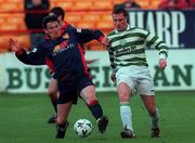 23 April 1999; Martin Russell of St Patrick's Athletic in action against Mark O'Neill of Shamrock Rovers during the Harp Lager National League Premier Division match between Shamrock Rovers and St Patrick's Athletic at Tolka Park in Dublin. Photo by David Maher/Sportsfile