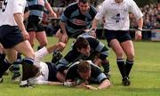 17 April 1999; Mick Galwey of Shannon scores a try during the AIB All-Ireland League Division 1 semi-final match between Cork Constitution RFC and Shannon RFC at Temple Hill in Cork. Photo by Brendan Moran/Sportsfile