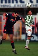 23 April 1999; Paul Osam of St Patrick's Athletic in action against Jason Sherlock of Shamrock Rovers during the Harp Lager National League Premier Division match between Shamrock Rovers and St Patrick's Athletic at Tolka Park in Dublin. Photo by David Maher/Sportsfile