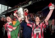 14 May 1994; Sligo Rovers captain Gavin Dykes, left, and Willie McStay celebrate with the FAI Cup after the FAI Cup Final match between Sligo Rovers and Derry City at Lansdowne Road in Dublin. Photo by David Maher/Sportsfile