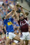 31 July 2005; Tony Og Regan, Galway, contests a high ball with Micheal Webster, Tipperary. Guinness All-Ireland Hurling Championship, Quarter-Final, Galway v Tipperary, Croke Park, Dublin. Picture credit; Brendan Moran / SPORTSFILE