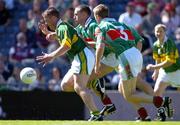 7 August 2005; Dara O Cinneide, Kerry, in action against Pat Kelly and David Heaney (3), Mayo. Bank of Ireland Senior Football Championship Quarter-Final, Kerry v Mayo, Croke Park, Dublin. Picture credit; Brendan Moran / SPORTSFILE