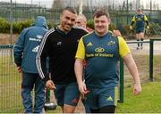27 February 2014; Munster's Simon Zebo, left, and Dave Kilcoyne arrive for squad training ahead of their Celtic League 2013/14, Round 16, game against Scarlets on Saturday. Munster Rugby Squad Training, Cork Institute of Technology, Bishopstown, Cork. Picture credit: Diarmuid Greene / SPORTSFILE