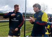 27 February 2014; Munster's Dave Foley, left, and Donncha O'Callaghan arrive for squad training ahead of their Celtic League 2013/14, Round 16, game against Scarlets on Saturday. Munster Rugby Squad Training, Cork Institute of Technology, Bishopstown, Cork. Picture credit: Diarmuid Greene / SPORTSFILE