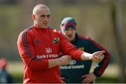 27 February 2014; Munster's Tommy O'Donnell rolls up his sleeves during squad training ahead of their Celtic League 2013/14, Round 16, game against Scarlets on Saturday. Munster Rugby Squad Training, Cork Institute of Technology, Bishopstown, Cork. Picture credit: Diarmuid Greene / SPORTSFILE