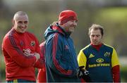27 February 2014; Munster forwards coach Anthony Foley shares a laugh with Tommy O'Donnell during squad training ahead of their Celtic League 2013/14, Round 16, game against Scarlets on Saturday. Munster Rugby Squad Training, Cork Institute of Technology, Bishopstown, Cork. Picture credit: Diarmuid Greene / SPORTSFILE