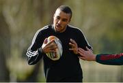 27 February 2014; Munster's Simon Zebo in action during squad training ahead of their Celtic League 2013/14, Round 16, game against Scarlets on Saturday. Munster Rugby Squad Training, Cork Institute of Technology, Bishopstown, Cork. Picture credit: Diarmuid Greene / SPORTSFILE