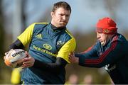 27 February 2014; Munster's Donnacha Ryan in action against James Coughlan during squad training ahead of their Celtic League 2013/14, Round 16, game against Scarlets on Saturday. Munster Rugby Squad Training, Cork Institute of Technology, Bishopstown, Cork. Picture credit: Diarmuid Greene / SPORTSFILE