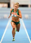 26 February 2014; Kelly Proper on her way to winning the women's 60m event during the AIT International Arena Grand Prix. Athlone Institute of Technology International Arena, Athlone, Co. Westmeath. Picture credit: Stephen McCarthy / SPORTSFILE
