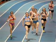 26 February 2014; Diane Ramsey leads the pack on her way to winning the women's 400m event during the AIT International Arena Grand Prix. Athlone Institute of Technology International Arena, Athlone, Co. Westmeath. Picture credit: Stephen McCarthy / SPORTSFILE