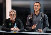 26 February 2014; Ashton Eaton and coach Harry Marra during the AIT International Arena Grand Prix. Athlone Institute of Technology International Arena, Athlone, Co. Westmeath. Picture credit: Stephen McCarthy / SPORTSFILE