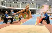 26 February 2014; Kelly Proper competes in the women's long jump event during the AIT International Arena Grand Prix. Athlone Institute of Technology International Arena, Athlone, Co. Westmeath. Picture credit: Stephen McCarthy / SPORTSFILE