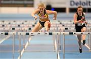 26 February 2014; Sarah Lavin competes in the women's 60m hurdles event during the AIT International Arena Grand Prix. Athlone Institute of Technology International Arena, Athlone, Co. Westmeath. Picture credit: Stephen McCarthy / SPORTSFILE