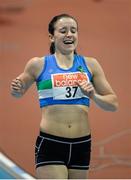 26 February 2014; Diane Ramsey after winning the women's 400m event during the AIT International Arena Grand Prix. Athlone Institute of Technology International Arena, Athlone, Co. Westmeath. Picture credit: Stephen McCarthy / SPORTSFILE