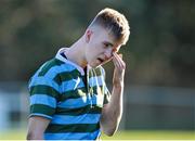 27 February 2014; A dejected Tom Dempsey, St. Gerard's College, after the game. Beauchamps Leinster Schools Junior Cup, Quarter-Final, St. Gerard's College v St. Michael's College, Templeville Road, Dublin. Picture credit: Dáire Brennan / SPORTSFILE