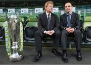 28 February 2014; Republic of Ireland manager Martin O'Neill and St.Patrick's Athletic manager Liam Buckley, in attendance at the 2014 SSE Airtricity League Launch. Aviva Stadium, Lansdowne Road, Dublin. Picture credit: David Maher / SPORTSFILE