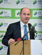 28 February 2014; Stephen Wheeler, Managing Director, SSE Airtricity, speaking during the 2014 SSE Airtricity League Launch. Aviva Stadium, Lansdowne Road, Dublin. Picture credit: Ramsey Cardy / SPORTSFILE