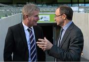 28 February 2014; Republic of Ireland manager Martin O'Neill and Stephen Kenny, Dundalk FC manager, in attendance at the 2014 SSE Airtricity League Launch. Aviva Stadium, Lansdowne Road, Dublin. Picture credit: David Maher / SPORTSFILE