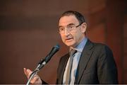 28 February 2014; Republic of Ireland manager Martin O'Neill speaking at the Eircom Centenary Collingwood Cup Dinner. UCD Sports Centre, Belfield, Dublin. Picture credit: Barry Cregg / SPORTSFILE