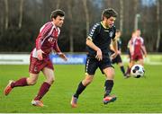 28 February 2014; Seamus Doherty, NUI Maynooth, in action against Stephen Rodden, NUI Galway, Eircom Centenary Collingwood Cup Final, NUI Maynooth v NUI Galway, UCD Bowl, Belfield, Dublin. Picture credit: Barry Cregg / SPORTSFILE