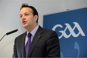 28 February 2014; Minister for Transport, Tourism and Sport Leo Varadkar TD in attendance at the ‘sod-turning’ of the new GAA development at the National Sports Campus, National Sports Campus, Blanchardstown, Dublin 15. Picture credit: Pat Murphy / SPORTSFILE