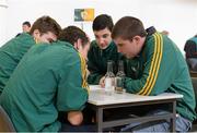 1 March 2014; The Naomh Columba, Co. Donegal, team of Aodhan Mac a'Ghoill, Brian Galvin, Patrick O'Neill and Cormac Mac Fhionnghaile who won the  in the 2014 Trath na gCeisteanna / Table Quiz competition during the All-Ireland Scór na nÓg Championship Finals 2014. GMIT, Castlebar, Co. Mayo. Picture credit: Pat Murphy / SPORTSFILE