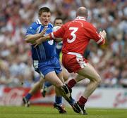 6 August 2005; Rory Woods, Monaghan, in action against Chris Lawn, Tyrone. Bank of Ireland All-Ireland Senior Football Championship Qualifier, Round 4, Tyrone v Monaghan, Croke Park, Dublin. Picture credit; Brendan Moran / SPORTSFILE