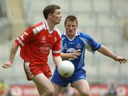 6 August 2005; Enda McGinley, Tyrone, in action against Rory Woods, Monaghan. Bank of Ireland All-Ireland Senior Football Championship Qualifier, Round 4, Tyrone v Monaghan, Croke Park, Dublin. Picture credit; Damien Eagers / SPORTSFILE