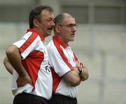 6 August 2005; Mickey Harte, Tyrone manager with Tony Donnelly, left. Bank of Ireland All-Ireland Senior Football Championship Qualifier, Round 4, Tyrone v Monaghan, Croke Park, Dublin. Picture credit; Damien Eagers / SPORTSFILE
