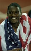 11 August 2005; Justin Gatlin, USA, celebrates after victory in the Men's 200m Final. 2005 IAAF World Athletic Championships, Helsinki, Finland. Picture credit; Pat Murphy / SPORTSFILE